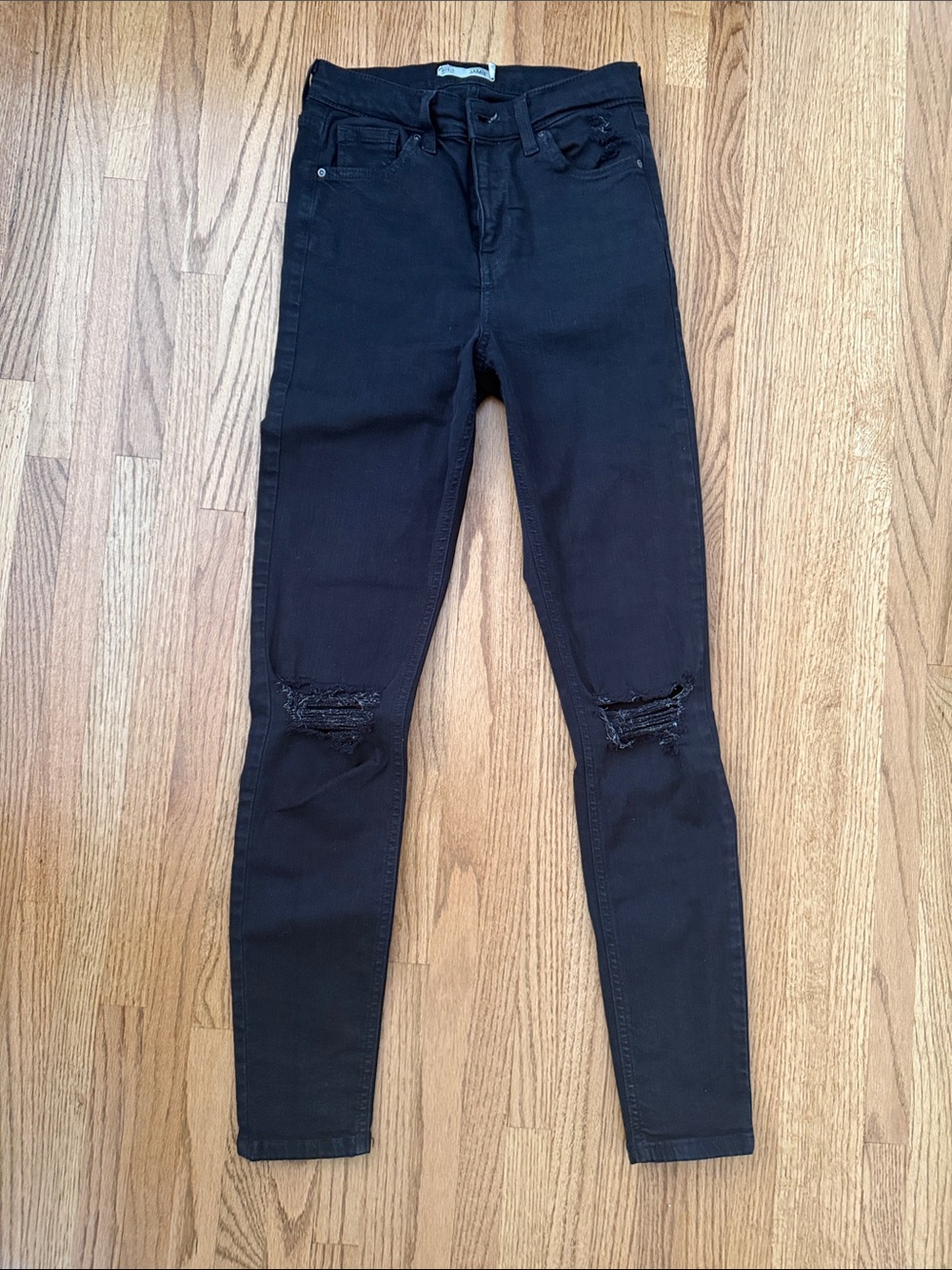 Topshop Black Skinny Ripped Knee Jeans